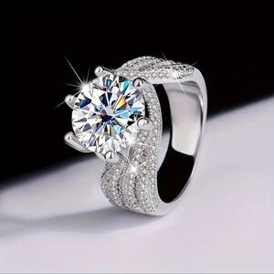 925 Sterling Silver 5 Carat Moissanite Ring - Luxurious Faux Diamond